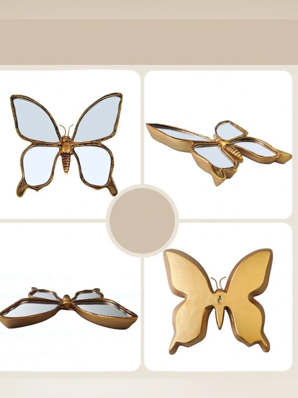 Beautiful Butterfly Bohemian style Wall Mirror Gold color Resin Bedroom Decor